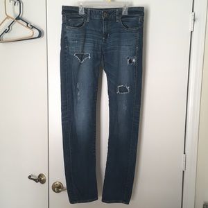 Medium wash ripped American Eagle skinny jeans